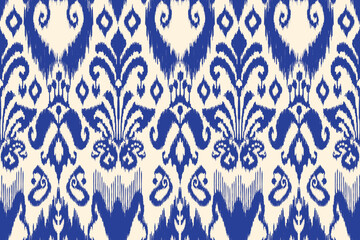 Ikat abstract seamless pattern, geometric design, motif ethnic handmade, Ikat ethnic tribal, boho colors seamless wallpaper. Ethnic Ikat abstract background art for greeting cards, printing