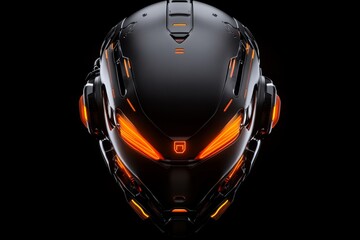 Fototapeta premium Futuristic robot face with neon highlights, perfect for a tech-themed shirt