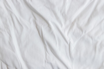 Close up white wrinkled fabric texture rippled surface and background, Soft focus.