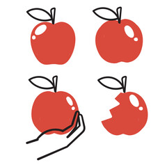 apple fruit icon doodle collection