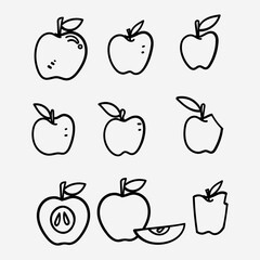 apple fruit icon doodle collection