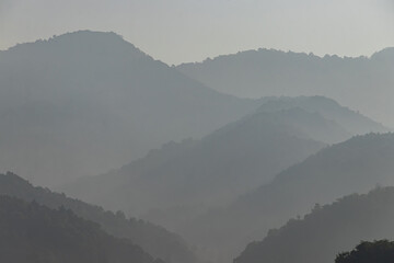 Beautiful Landscape of mountain layer in evening at Mon Doi Dao, Nan, Thailand.