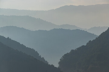 Beautiful Landscape of mountain layer in evening at Mon Doi Dao, Nan, Thailand.