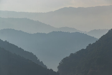 Beautiful Landscape of mountain layer in evening at Mon Doi Dao, Nan, Thailand.