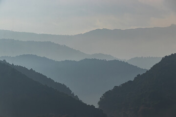 Beautiful Landscape of mountain layer in evening at Mon Doi Dao, Nan, Thailand.