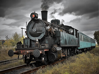 Obraz premium vintage steam old train locomotive