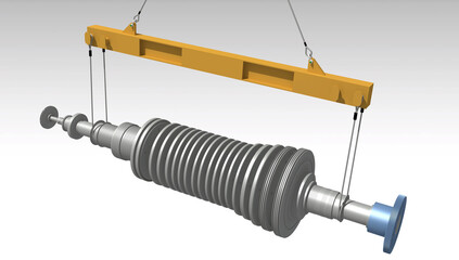 steam turbine rotor lifting 3D illustartion © Richard