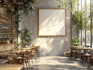 Obraz premium blank shop frame signage, blank restaurant shop sign, blank frame for advertising - ai