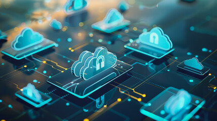 abstract innovative cyber security network, using interconnected nodes to represent partnerships