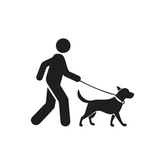 Service Dog Icon, Person walking a dog on a leash icon