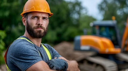 Confident and experienced civil engineer carefully overseeing the progress of a major construction site ensuring the project stays on track and meets all safety and standards