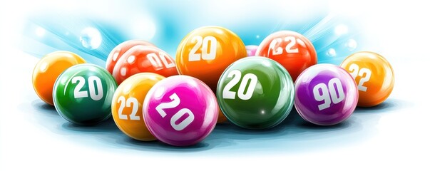 Vibrant Bingo Balls with Numbers for a Bright and Colorful Lottery Experience