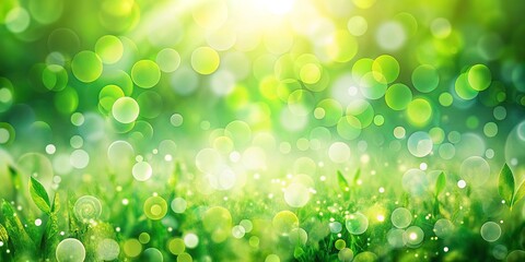 Fototapeta premium A Gentle Breeze Whispers Through Lush Green Foliage, Casting Shimmering Circles of Sunlight on the Vibrant Landscape