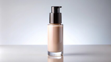 Beauty product in round bottle of foundation makeup