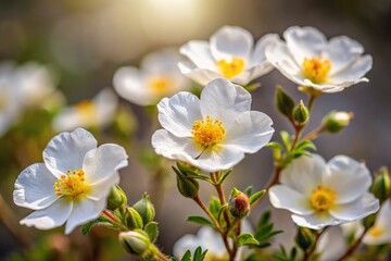 Fototapeta premium Blossoming white rock rose flowers silhouette