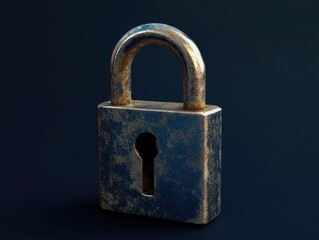 Fototapeta premium Rustic Gold Padlock with Blue Keyhole