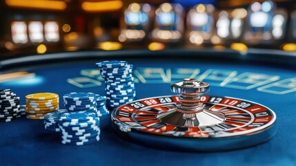 Obraz premium Exploring the exciting world of casino gaming roulette chips and the thrill of chance at the table