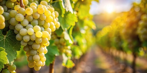Fototapeta premium Close-up photo of a sauvignon blanc grape bush in a vineyard