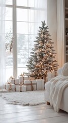 Obraz premium Stylish Christmas Scandinavian minimalistic interior
