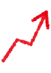 右肩上がり赤色クレヨン風手描きの水彩矢印イラスト5