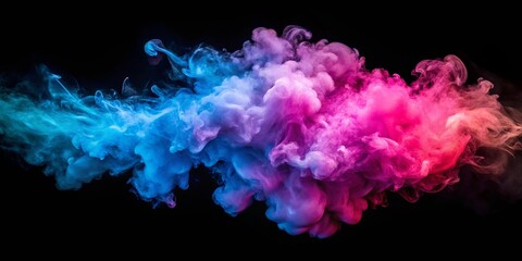 Fototapeta premium Abstract Swirling Vaporous Form in Vibrant Hues of Blue and Pink against a Dark Background