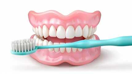 Obraz premium Learn effective oral hygiene with an electric toothbrush, perfect for keeping your teeth and gums clean and healthy.