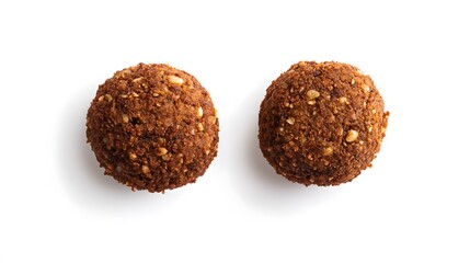 whole and half falafel isolated on a white background. 