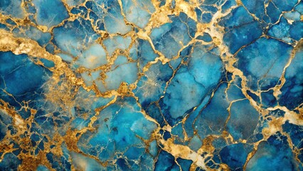 Fototapeta premium Abstract Blue and Gold Veins A Textural Symphony of Stone