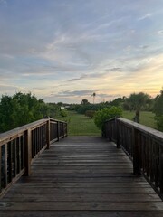 wooden bridge over the river