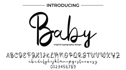 Baby Font Stylish brush painted an uppercase vector letters, alphabet, typeface