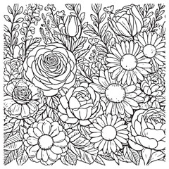 wild flowers for coloring book, vector EPS 10	
