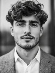 Stylish Bearded Man in Suit and Tie