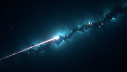 Comet streaking through a starry night sky