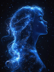 輝く女性のシルエット