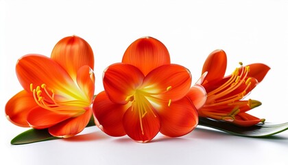 Obraz premium Clivia on white background isolated. Beautiful flower.