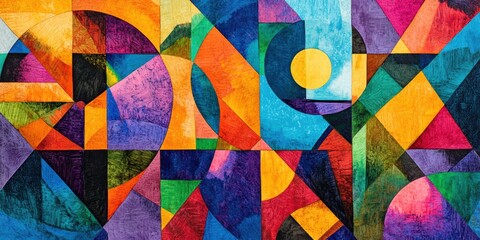 Fototapeta premium Abstract painting with geometric shapes.