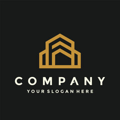 letter f build home logo design element vector template