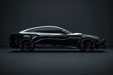 Fototapeta premium A black sports car on a black background