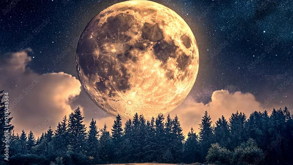 Canvas Prints capture a breathtaking real photograph of a full moon glowing brilliantly in a starry night sky, its