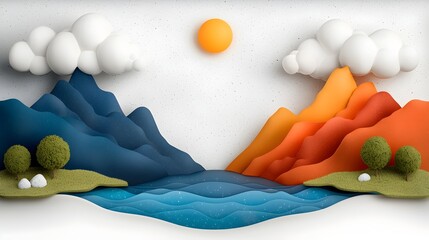 Captivating cartoon style depicting a flat rocky desert landscape with a dramatic canyon formation  The scene features a striking split complementary color scheme