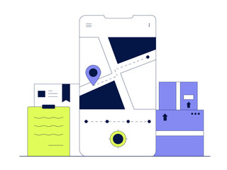 Online deliver tracking. Delivery illustration. Flat vector illustration