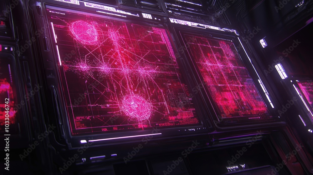 Poster futuristic digital interface with abstract patterns