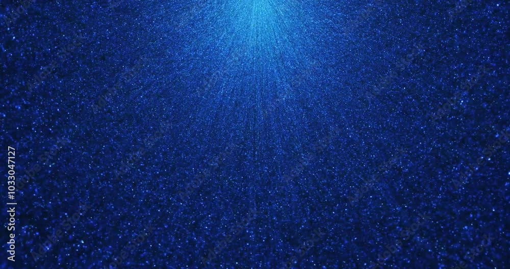 Poster intense data stream effect with dense blue particles radiating from a central light source. the part