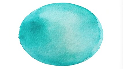 blue mint textured acrylic circle watercolour stain on white background silhouette