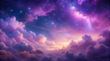 Night sky with purple and pink clouds in the background