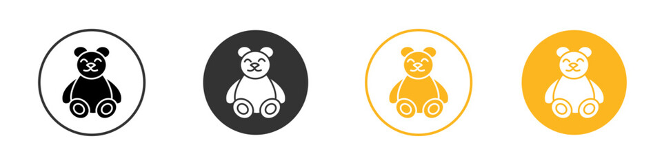 Teddy bear icon black and white vector outline sign