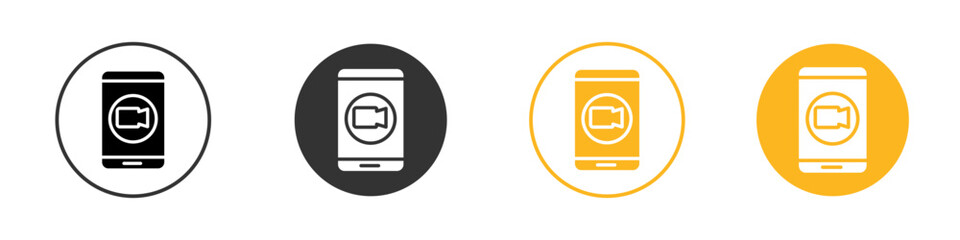 video chat conference icon black and white vector outline sign