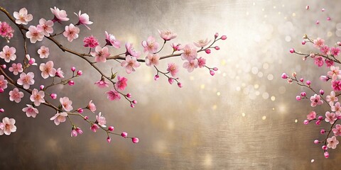 Panoramic metallic blossom elegance fine cherry blossom motif