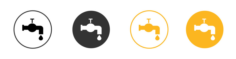 Water tap icon black and white vector outline sign