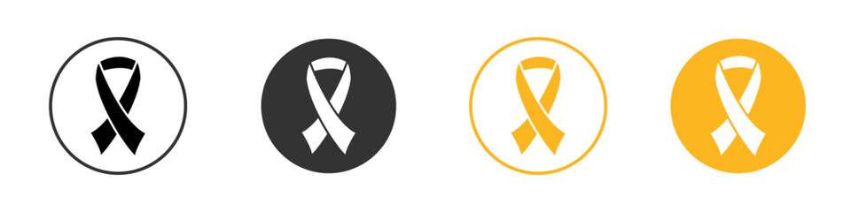 Awareness ribbon icon black and white vector outline sign
